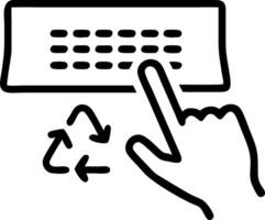 Hand typing on holographic circular economy device showing recycling sustainability eco friendly icons in empty space vector