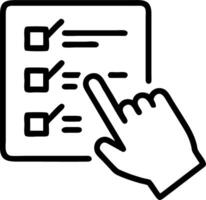 Hand touching holographic progress checklist with check marks and advancing loading bar representing task completion and project progress in empty space vector