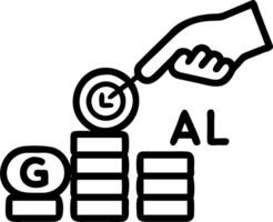 Hand stacking holographic wooden blocks with percentage symbols and upward arrows representing interest rates financial growth dividends in empty space vector