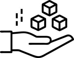 Hand showing holographic procurement icons related to logistics supply chain inventory management ensuring efficient business operations in empty space vector