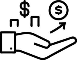Hand showing holographic cost icon representing profit management revenue cost in empty space background vector