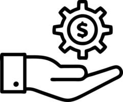 Hand showing holographic automation icon representing profit management revenue automation in empty space background Set 2 vector