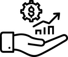 Hand showcasing holographic profit optimization icon symbolizing profit optimization in financial management within empty space background Set 2 vector
