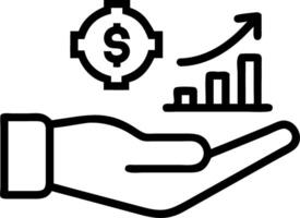 Hand showcasing holographic profit optimization icon symbolizing profit optimization in financial management within empty space background vector