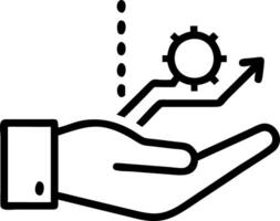 Hand showcasing holographic optimization icon symbolizing yield return optimization in financial context within empty space background vector