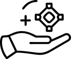 Hand showcasing holographic health symbol representing growth hormone hormone in empty space background vector