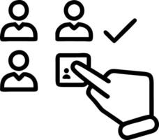 Hand selecting holographic recruitment target device with group people representing talent acquisition candidate selection skill assessment in empty space Set 2 vector