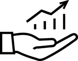 Hand showcasing holographic business growth planning symbol representing expansion planning in empty space background vector