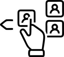 Hand selecting holographic recruitment target device with group people representing talent acquisition candidate selection skill assessment in empty space vector