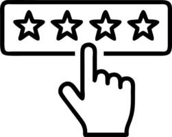 Hand selecting five star rating on holographic interface representing customer satisfaction feedback in internet networking vector