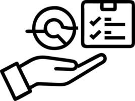 Hand reviewing holographic business audit device showing compliance target data analysis icons in empty space Set 14 vector