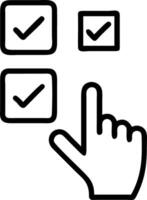Hand selecting glowing checkmarks from a checklist representing approval checkmarks in a digital approval system Set 2 vector