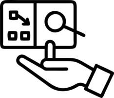 Hand reviewing holographic business audit device showing compliance target data analysis icons in empty space Set 11 vector