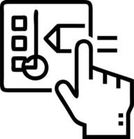 Hand reviewing holographic business audit device showing compliance target data analysis icons in empty space Set 5 vector