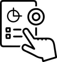 Hand reviewing holographic business audit device showing compliance target data analysis icons in empty space Set 2 vector