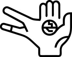 Hand showcasing holographic art symbol representing japan Tokyo art in empty space background vector
