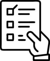 Hand reviewing holographic audit document with regulation evaluation quality assurance icons in empty space vector