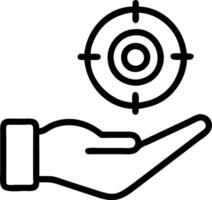 Hand presenting holographic targeting icon symbolizing sales targeting in marketing within empty space background vector