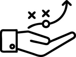Hand presenting holographic strategy icon symbolizing yield return strategy in financial management within empty space background vector