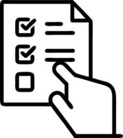 Hand reviewing holographic audit document with regulation evaluation quality assurance icons in empty space Set 2 vector