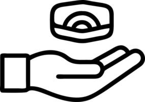 Hand presenting holographic sushi symbol representing japan Tokyo sushi in empty space background vector