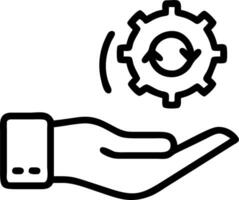Hand presenting holographic simplified process icon for low code automation in empty space background vector