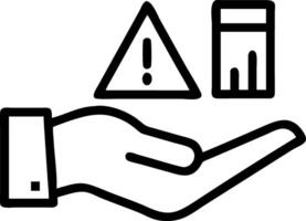 Hand presenting holographic risk metrics icon symbolizing risk reward metrics in financial management within empty space background vector