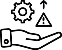 Hand presenting holographic risk management icon symbolizing risk reward management in financial context within empty space background vector