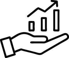 Hand presenting holographic revenue growth tools for profit and loss with empty space background vector