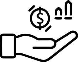 Hand presenting holographic reward analysis icon symbolizing risk reward analysis in financial management within empty space background vector