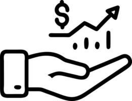 Hand presenting holographic reward forecast icon symbolizing risk reward forecast in financial management within empty space background vector