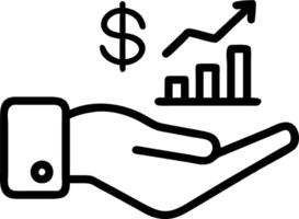 Hand presenting holographic profit metrics symbolizing profit metrics in financial management within empty space background Set 2 vector