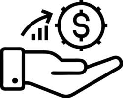 Hand presenting holographic profit scalability icon symbolizing profit scalability in financial management within empty space background Set 2 vector