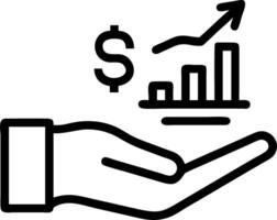 Hand presenting holographic profit metrics symbolizing profit metrics in financial management within empty space background vector