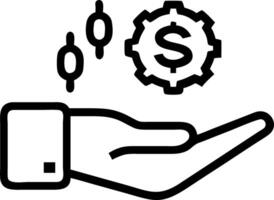 Hand presenting holographic profit scalability icon symbolizing profit scalability in financial management within empty space background vector