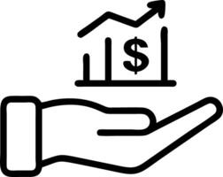 Hand presenting holographic profit forecast icon symbolizing profit forecast in financial management within empty space background vector