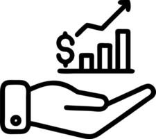 Hand presenting holographic profit forecast icon symbolizing profit forecast in financial management within empty space background Set 3 vector