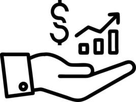Hand presenting holographic management icon symbolizing yield return management in financial context within empty space background Set 2 vector