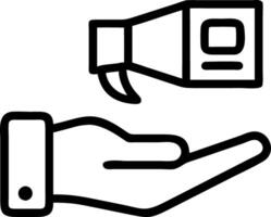 Hand presenting holographic outreach icon symbolizing sales outreach in marketing within empty space background vector