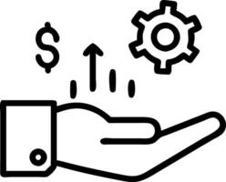 Hand presenting holographic management icon symbolizing yield return management in financial context within empty space background vector