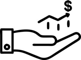 Hand presenting holographic metrics symbol representing yield return metrics in financial management within empty space background vector