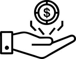 Hand presenting holographic investment startup funding symbol representing investment startup funding in empty space background vector