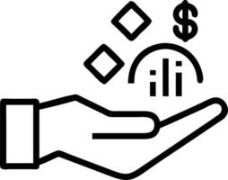 Hand presenting holographic investment management services symbol representing investment management services in empty space background Set 4 vector