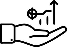 Hand presenting holographic investment management services symbol representing investment management services in empty space background Set 6 vector