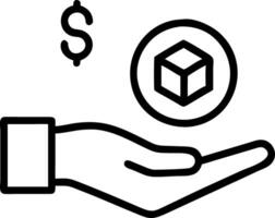 Hand presenting holographic investment management services symbol representing investment management services in empty space background vector