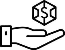 Hand presenting holographic investment hedge funds symbol representing investment hedge funds in empty space background vector