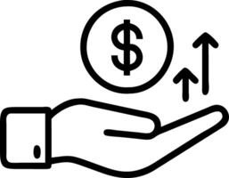 Hand presenting holographic investment financial goals symbol representing investment financial goals in empty space background vector
