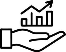 Hand presenting holographic investment growth stocks symbol representing investment growth stocks in empty space background vector