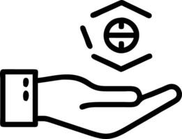 Hand presenting holographic investment cryptocurrency guide symbol representing investment cryptocurrency guide in empty space background Set 8 vector