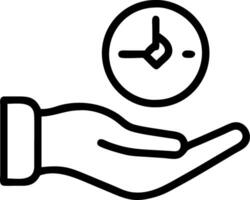 Hand presenting holographic interview timing symbol representing interview questions timing in empty space background vector